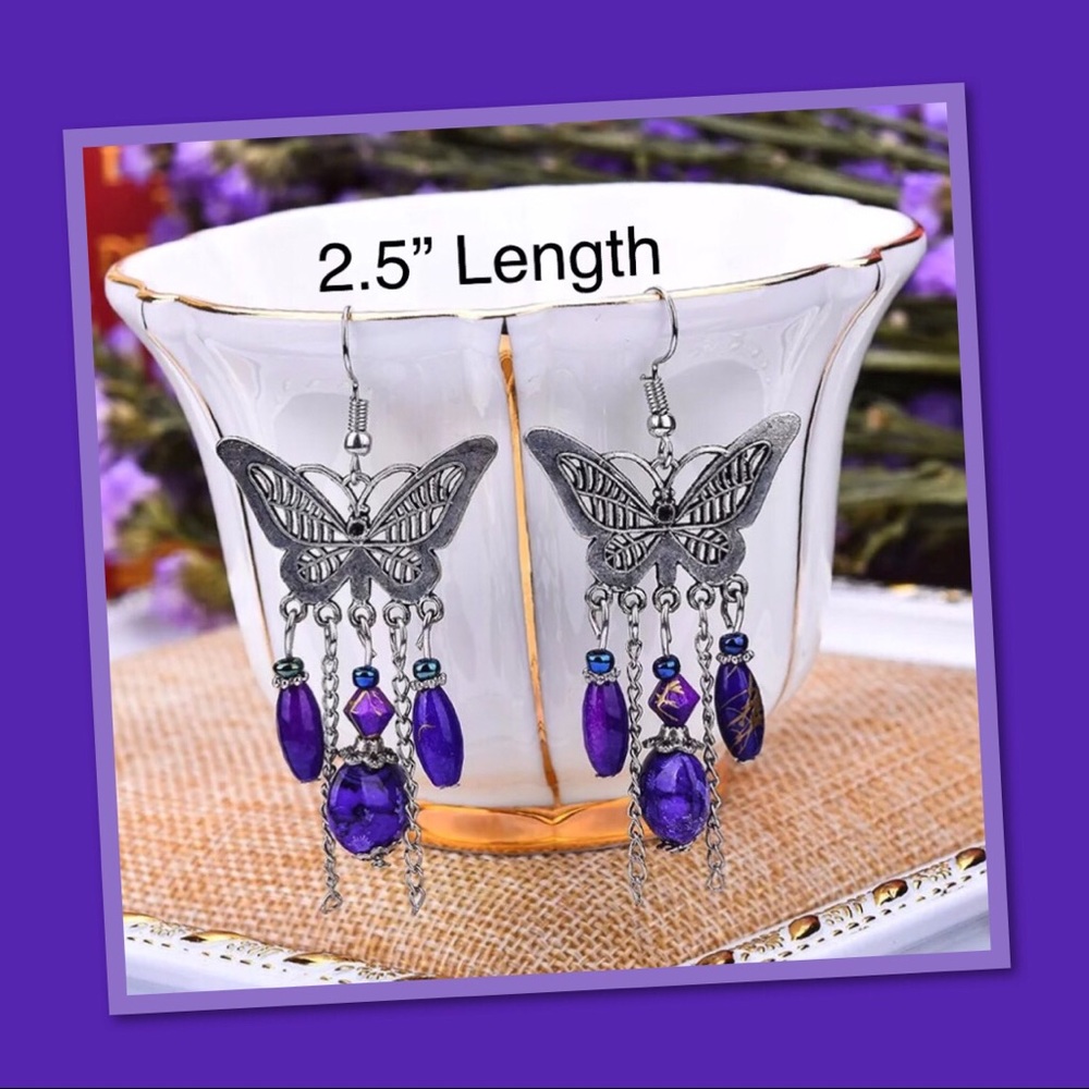 💜🆕Silver Butterfly/Crystal Shell Ear - Picture 2 of 4